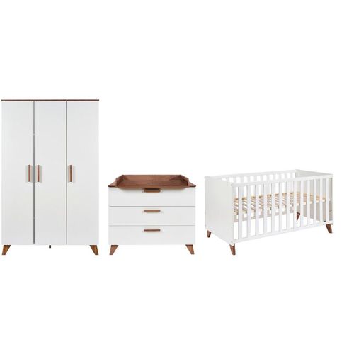 Jimmylee Babyzimmer Emely , Weiß , Holzwerkstoff , 3-teilig , 3 Fächer , 3 Schubladen , Made in Germany , zum Juniorbett umbaubar, Aufbauanleitung im