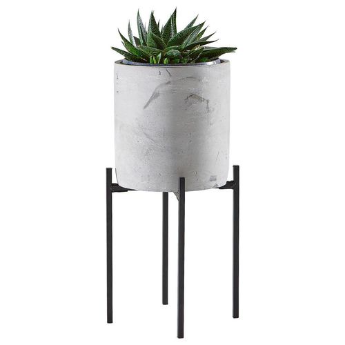 Ambia Home Pflanzentopf , Grau, Schwarz , Metall, Stein , zylindrisch , 45.5 cm , Dekoration, Blumen & Zubehör, Übertöpfe