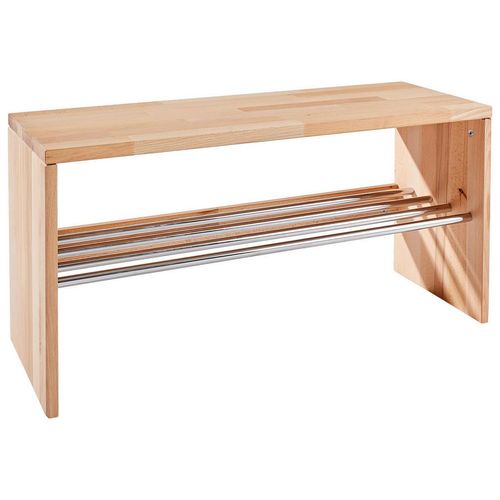 Linea Natura Schuhregal , Buche , Holz, Metall , Kernbuche , 81x40.5x30 cm , Garderobe, Schuhaufbewahrung, Schuhregale