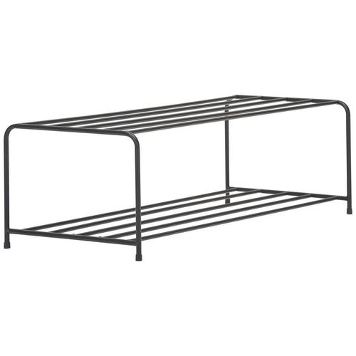 Landscape Schuhregal , Schwarz , Metall , 2 Fächer , 80x25x33 cm , Bsci , Garderobe, Schuhaufbewahrung, Schuhregale