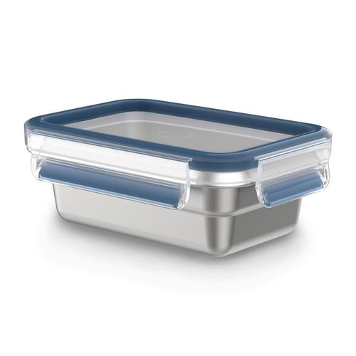 Emsa Frischhaltedose Clik & Close Stainless Steel , Transparent , Metall , 0,5 L , rechteckig , 17.0x12.0 cm , lebensmittelecht, auslaufsicher,