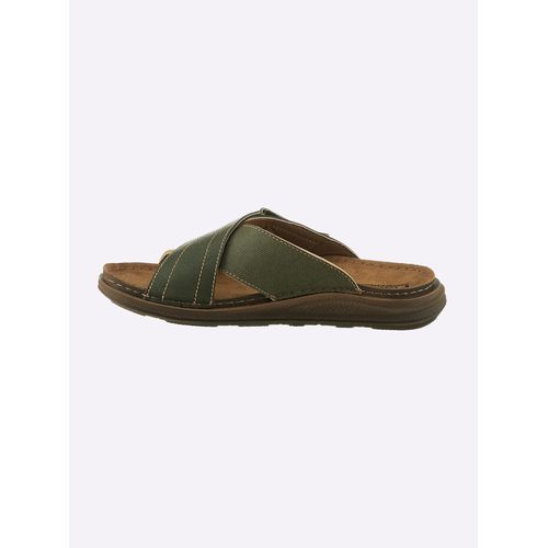 Pantolette FISCHER, Herren, Gr. 42, grün (khaki), Textil, Textil, Basic, Schuhe