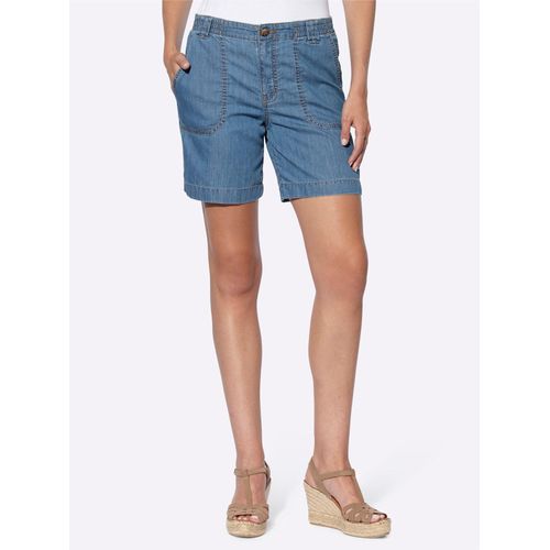 Jeansshorts HEINE, Damen, Gr. 40, Normalgrößen, blau (blau, bleached), 100% Baumwolle, unifarben, kurz, Jeans