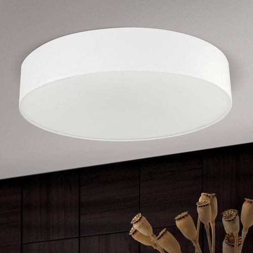 Deckenleuchte Ufo mit Leinenschirm, weiß