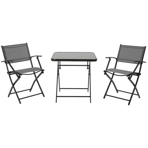 Sitzgruppe klappbar 3tlg, Balkonset Balkonmöbel 1 Tisch+2 Stühle Gartenmöbel Set Sitzgarnitur Metall