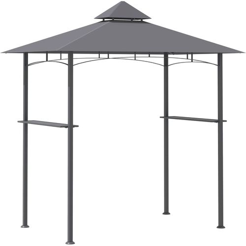 Outsunny Grillpavillon Gartenzelt Grill Pavillon Doppeldach 2,52m Grau