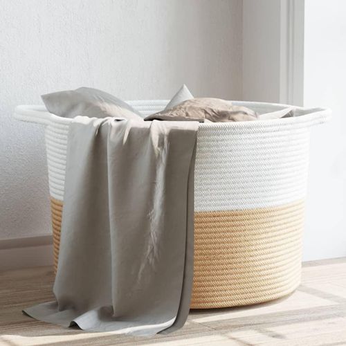 Wäschekorb Und Weiß Ø Baumwolle | Farbe: Beige | Größe: 55 x 36 cm