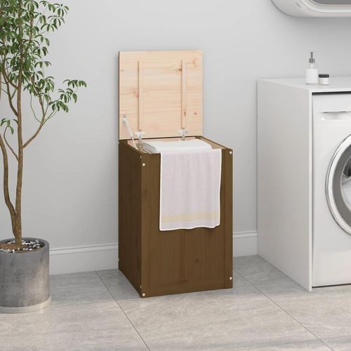 Wäschetruhe 88,5X44X66 Cm Massivholz Kiefer | Farbe: Honigbraun | Größe: 44 x 44 x 66 cm