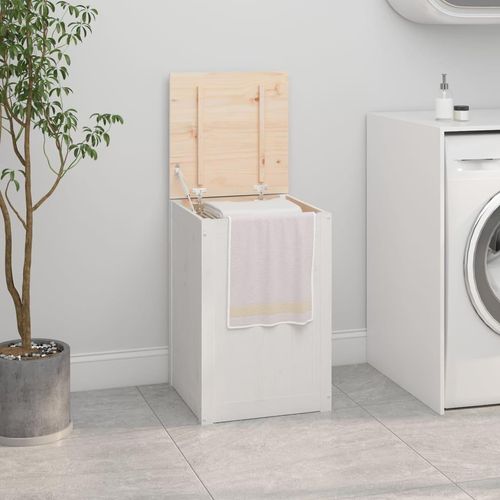 Wäschetruhe 88,5X44X66 Cm Massivholz Kiefer | Farbe: Weiß | Größe: 44 x 44 x 66 cm