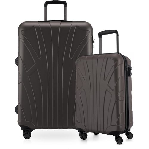 Suitline - 2er Kofferset, Bordgepäck Trolley 55x35x20 cm + großer Reisekoffer XL Check-In Gepäck, 4 Doppelrollen, leichte Koffer Damen Herren ,Titan