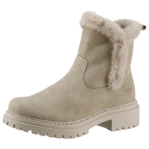 Winterstiefelette RIEKER, Damen, Gr. 41, beige (hellbeige), Nubuklederimitat, klassisch, Schuhe, Winterboots, Profilsohle, Blockabsatz, mit Innen-Reißverschluss