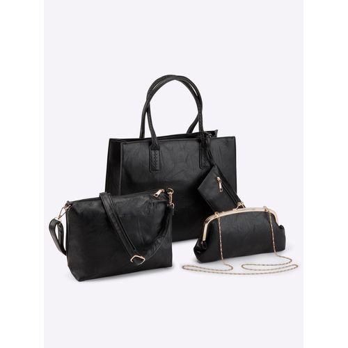 Handtasche HEINE, Damen, Gr. B/H/T: 31cm x 39cm x 13cm, schwarz, Viskosemischung, unifarben, Taschen