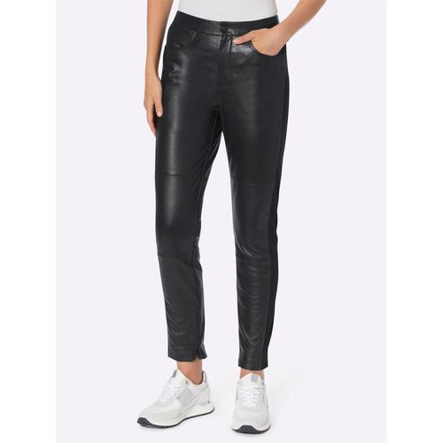 Lederhose HEINE, Damen, Gr. 50, Normalgrößen, schwarz, 100% Lammnappaleder, unifarben, 7/8-Länge, Hosen