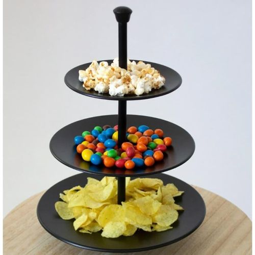 Excellent Houseware Etagere Mit 3 Ablagen 36,5 Cm Matt | Farbe: Schwarz