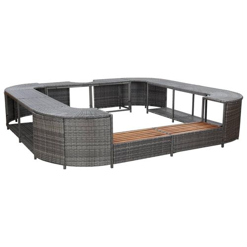 Whirlpool-Umrandung Quadratisch 268X268X55 Poly Rattan | Farbe: Grau