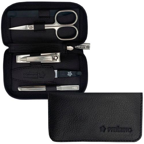 Maniküre-Etui PFEILRING, schwarz, Nageletuis, B/H/T: 80mm x 125mm x 30mm 5 tlg., Nappaleder, B:80mm H:125mm T:30mm