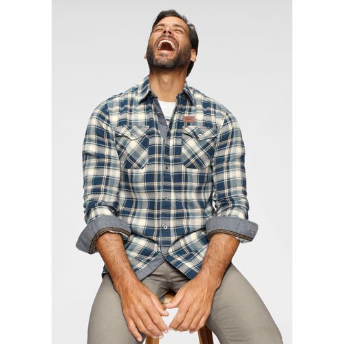 Flanellhemd ARIZONA, Herren, Gr. XXXL (47/48), N-Gr, blau (blau, ecru, beige), Obermaterial: 100% Baumwolle. Einsatz: 100% Baumwolle, kariert, casual, tailliert, Langarm 1-Knopf-Manschette, Hemden, Modisches Großkaromuster