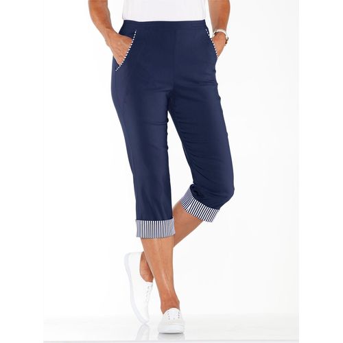 Caprihose CASUAL LOOKS, Damen, Gr. 40, Normalgrößen, blau (marine), 72% Viskose, 25% Polyamid, 3% Elasthan, gemustert, mehrfarbig, gestreift, knielang, Hosen