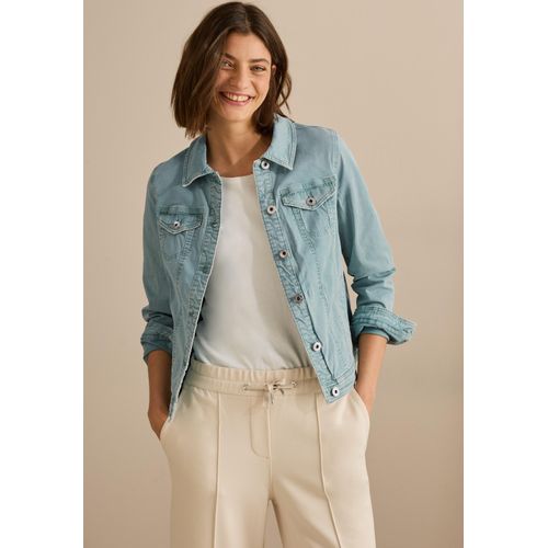 Jeansjacke CECIL, Damen, Gr. M (40), cool salvia grün, Web, Obermaterial: 98% Baumwolle, 2% Elasthan; Futter: 100% Baumwolle, unifarben, casual, gerade normal, V-Ausschnitt, Langarm Bündchen, Jacken, mit Brusttaschen