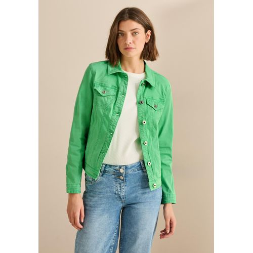 Jeansjacke CECIL, Damen, Gr. XXL (46), iced neon grün, Web, Obermaterial: 98% Baumwolle, 2% Elasthan; Futter: 100% Baumwolle, unifarben, casual, gerade normal, V-Ausschnitt, Langarm Bündchen, Jacken, mit Brusttaschen