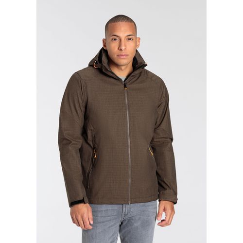 Funktionsjacke KILLTEC, Herren, Gr. M, braun (dunkelschlam), Obermaterial: 100% Polyester. Futter: 100% Polyester. Netzfutter: 100% Polyester, sportlich, Langarm mit verstellbarem Klettverschluss, Jacken, Wasserdicht & atmungsaktiv & abzippbarer Kapuze