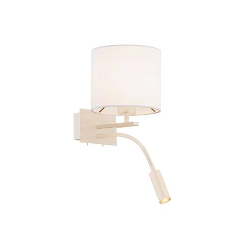 Wandleuchte Bilo, beige, Textil, zweiflammig, Leselicht