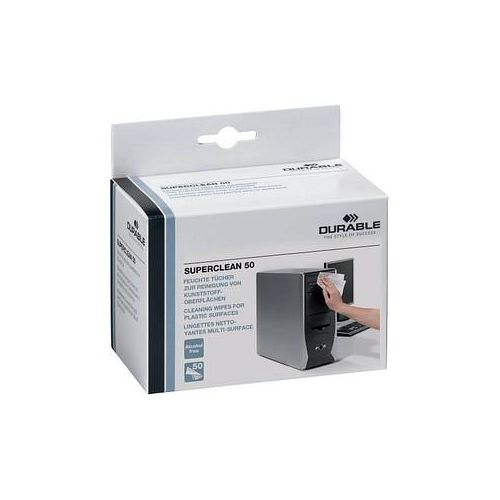 DURABLE feuchte Reinigungstücher SUPERCLEAN 50 weiß, 50 Tücher