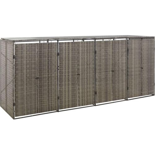 Mülltonnenbox für 4 Tonnen Grau 274x80x117 cm Poly Rattan