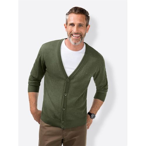 Cardigan MARCO DONATI, Herren, Gr. 46, grün (khaki), 100% Schurwolle, unifarben, Langarm, Strickjacken