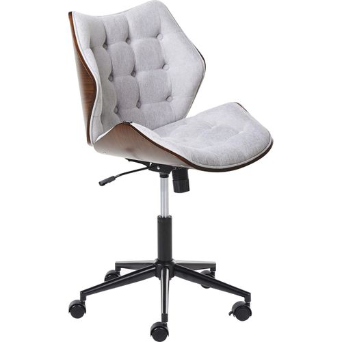 BELIANI Bürostuhl Dunkles Holz und grauer Polyester-Sitz Verstellbare Drehfunktion Metallbeine Stilvolle Büromöbel
