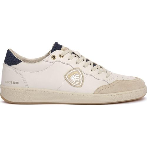 Herren Sportschuh Weiß - Kontrastdetails Blau, Herausnehmbares Fußbett