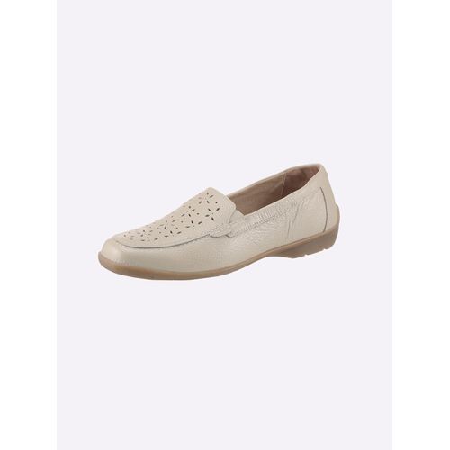 Slipper CLASSIC BASICS, Damen, Gr. 39, beige (ecru), Glattleder, Rindsleder, Basic, Schuhe