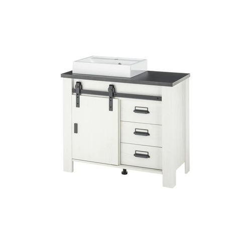 Einzelwaschtisch mit Aufsatzbecken Schwaz - weiß - 95 cm - 91 cm - cm 43,0 - Sconto