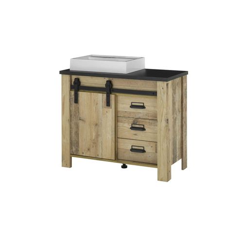 Einzelwaschtisch mit Aufsatzbecken Schwaz - holzfarben - 95 cm - 91 cm - cm 43,0 - Sconto