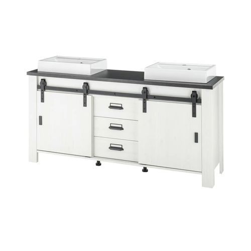 Doppelwaschtisch Schwaz - weiß - 164 cm - 91 cm - cm 43,0 - Sconto