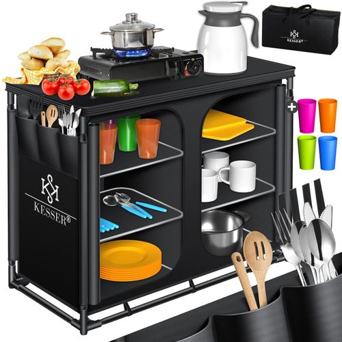 KESSER® Campingschrank, Campingküche mit Aluminiumgestell, inkl.Tragetasche , Kocherschrank für Camping , Campingmöbel , Outdoor