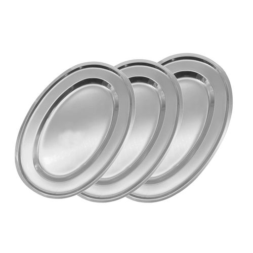 3tlg. Set Edelstahl Serviertablett oval