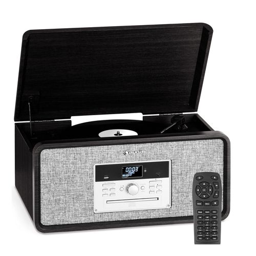 Bella Ann Stereoanlage Plattenspieler Radio DAB+/UKW USB Bluetooth Schwarz