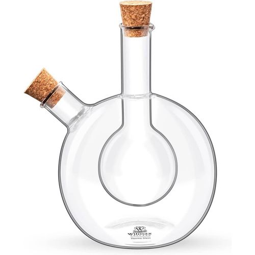 Wilmax 2in1 Glas Essig-Öl-Flasche 2-teiliges Ölspender Set 300 ml / 60 ml