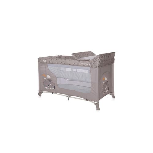 Lorelli Reisebett Moonlight zwei Ebenen, faltbar, Wickelauflage, Matratze, Räder braun