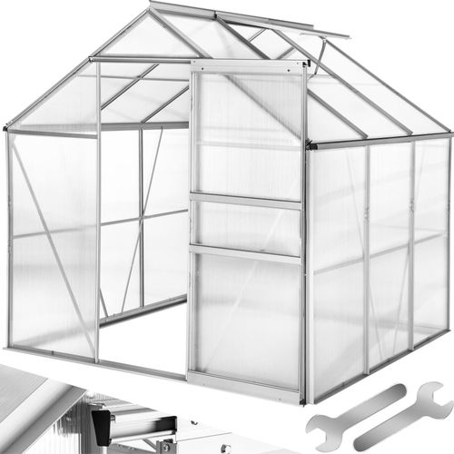 tectake® Gewächshaus, 5,85 m³, UV-beständig und wärmedämmend, 185 x 190 x 195 cm