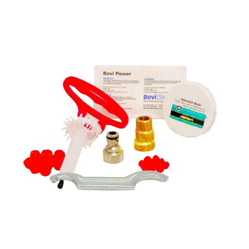 Reinigungsset für Zapfanlage und Keg - Klein, mit 30mm Reinigungsadapter, Bürsten & Reinigungspulver