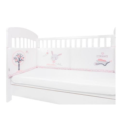 Kikkaboo Babybett Nestchen für Babybett 120 x 60 cm, Bettumrandung 180 x 35 cm pink