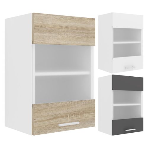 VCM Küchenschrank hängend Maße ca. H. 60 x B. 40 x T. 31 cm Hängeschrank mit zwei Fächern Küchenschrank mit Glas Küchenmöbel - Esilo
