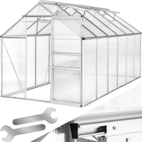 tectake® Gewächshaus, 11,13 m³, UV-beständig und wärmedämmend, 185 x 375 x 195 cm