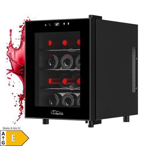 TroniTechnik® Weinkühlschrank Bordeaux, Getränkekühlschrank, Minibar Weinkühler, 31 Liter, 12 Flaschen
