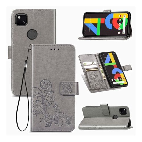 Hülle Handy Schutz für Google Pixel 4A Case Flip Cover Tasche Etuis Bumper Grau