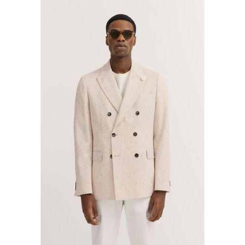 Sakko BUGATTI, Herren, Gr. 52, 30, beige, 81% Wolle, 13% Viskose, 6% Polyamid, gepunktet, casual, normal, Langarm Manschette, Sakkos, aus Wolle