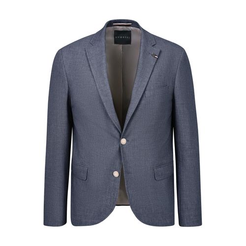 Sakko BUGATTI, Herren, Gr. 54, 380, marine, 41% Polyester, 30% Viskose, 17% Baumwolle, 9% Leinen, 3% Elasthan, unifarben, casual, normal, Langarm Manschette, Sakkos, mit Reverskragen und Stretchfunktion