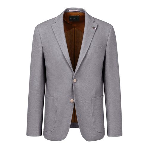 Sakko BUGATTI, Herren, Gr. 50, 380, marine, 53% Baumwolle, 45% Polyester, 2% Elasthan, unifarben, casual, normal, Langarm Manschette, Sakkos, mit Stretch & Struktur
